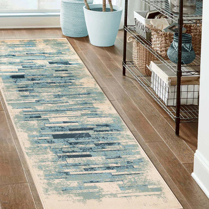 Culver Abstract Graphic Design Indoor Area Rug or Runner Rug - Blue