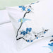 Cotton Cherry Blossom Floral Embroidered Duvet Cover Set - Blue