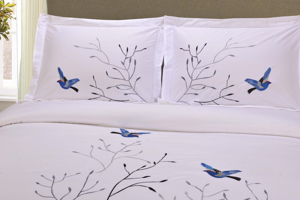 Swallow Cotton Embroidered Novelty 3 Piece Duvet Cover Set