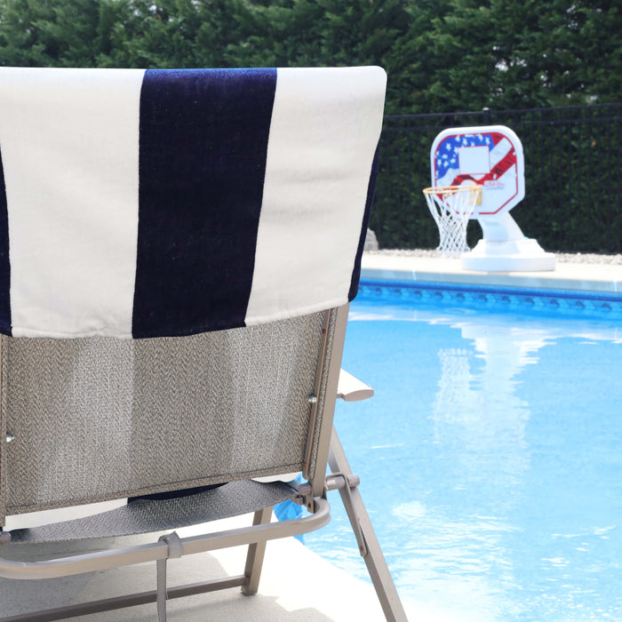 Cabana Striped Cotton Standard Size Towel / Chaise Lounge Chair Cover - Blue