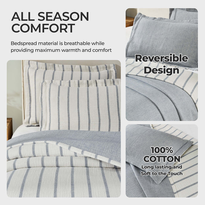 Valencia Reversible Cotton Medium Weight Matelasse Bedspread Set