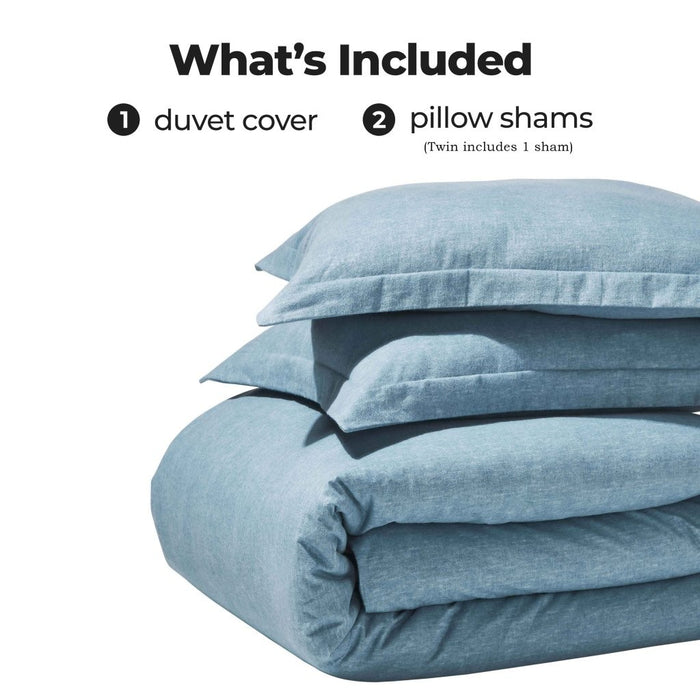 Melange Flannel Cotton Two-Toned Brushed Duvet Cover Set