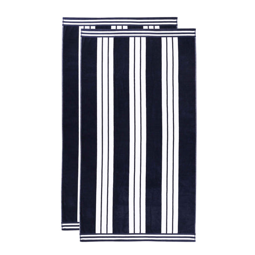 Cabana Stripe Oversized Cotton Beach Towel Set Of 2, 4, 6 - Blue