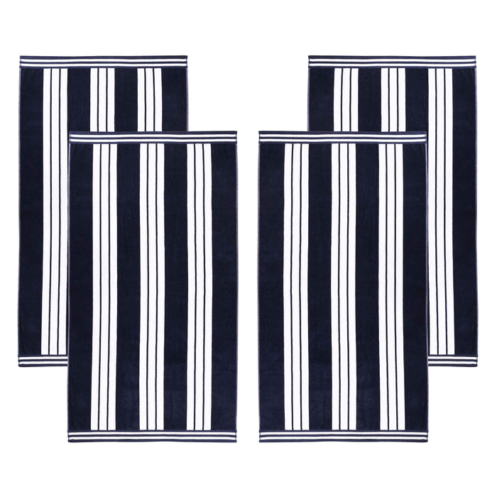 Cabana Stripe Oversized Cotton Beach Towel Set Of 2, 4, 6 - Blue