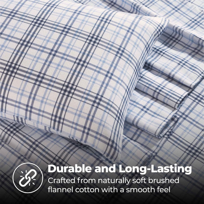 Plaid Flannel Cotton Classic Farmhouse Deep Pocket Bed Sheet Set