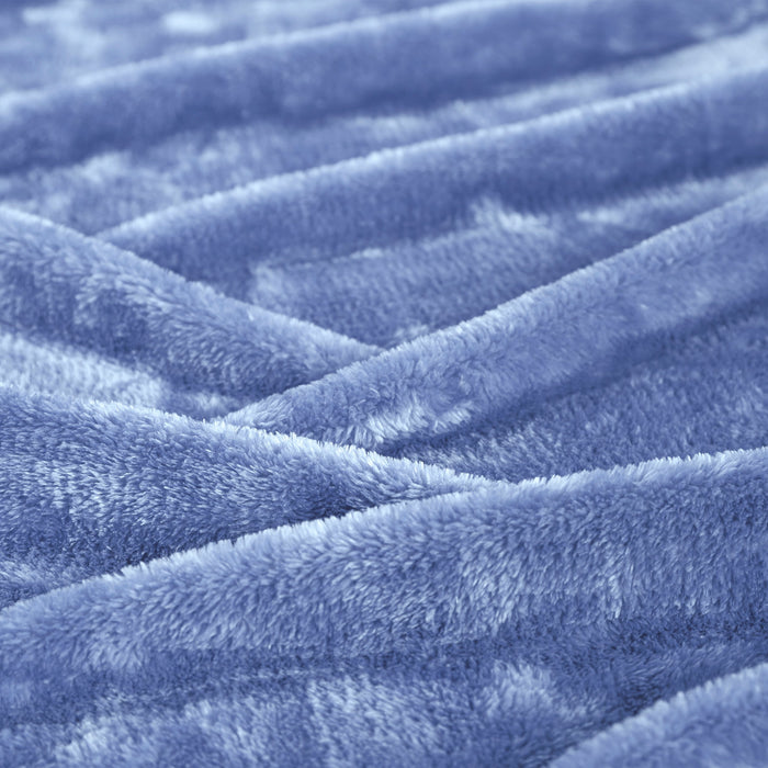 Classic Solid Fleece Plush Medium Weight Fluffy Soft Blanket - Blue