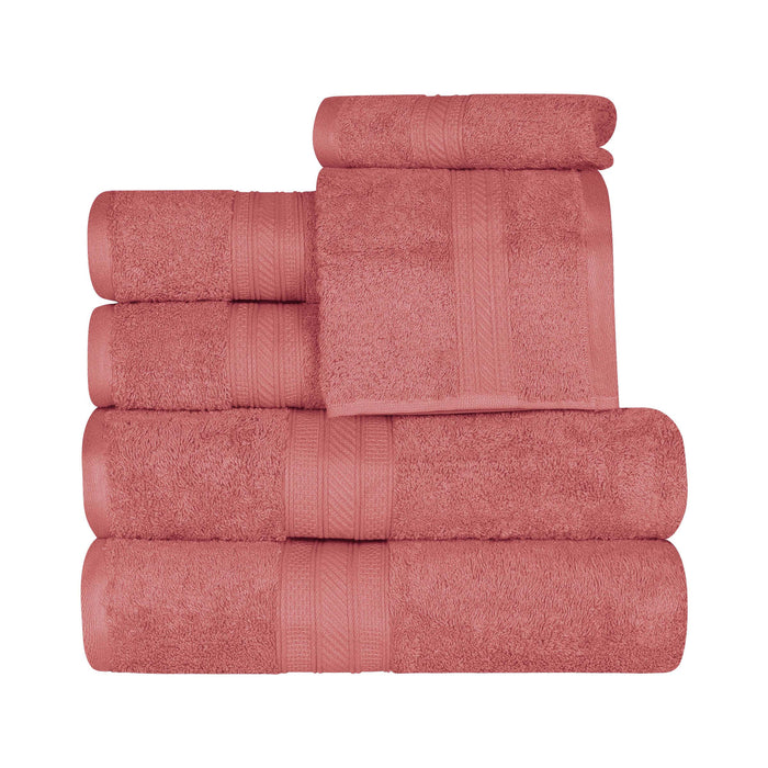 Cotton 6 Piece Eco Friendly Solid Towel Set - Blush