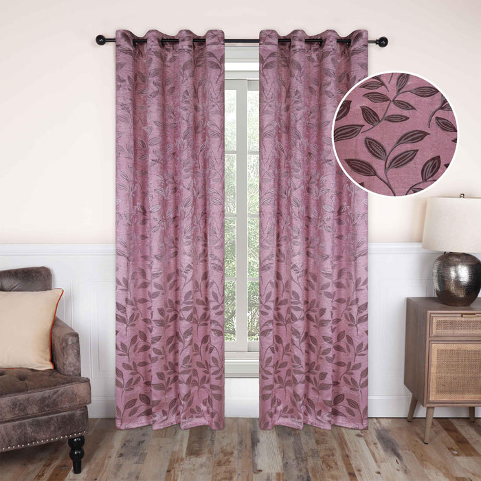 Leaves Machine Washable Room Darkening Blackout Curtains - Blush