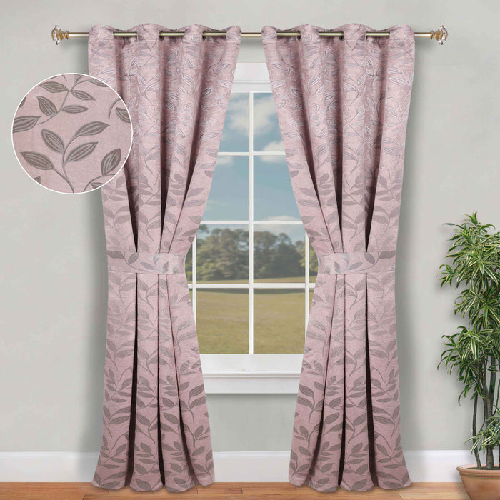 Leaves Machine Room Darkening Blackout Curtains, Set of 2