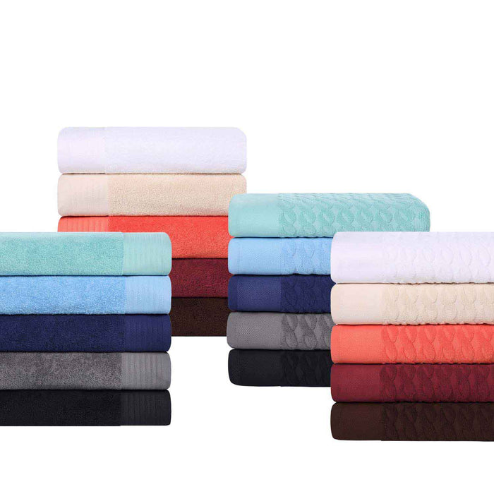 Turkish Cotton Herringbone Jacquard Assorted 6 Piece Towel Set 