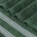 Zero Twist Cotton Ribbed Geometric Border Plush 9 Piece Towel Set - Forrest Green