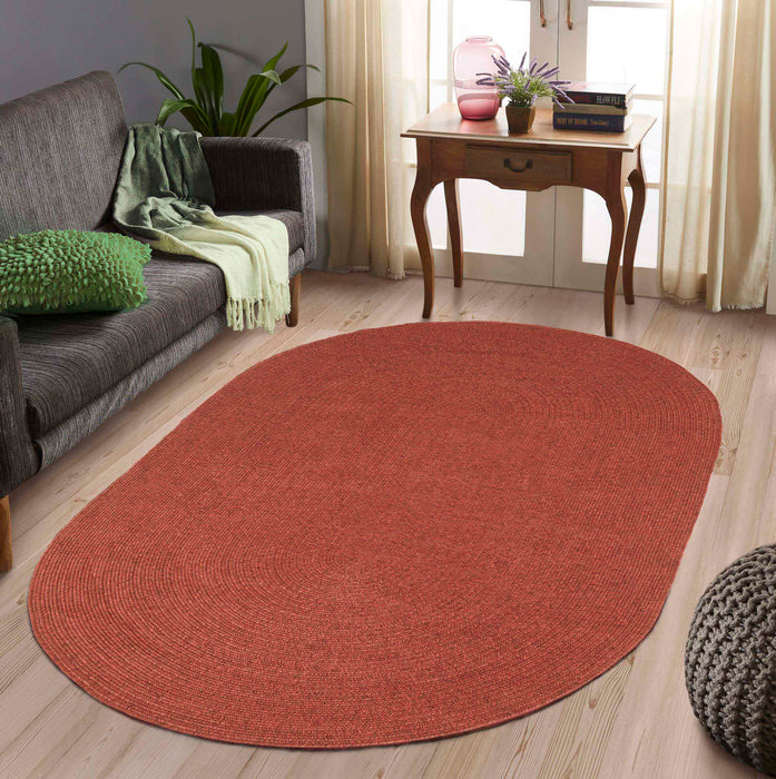 Classic Braided Area Rug Indoor Outdoor Rugs Oval - Brick