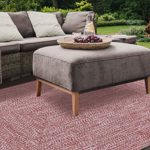 Two Toned Braided Area Rug Bohemian Indoor Outdoor Rugs - Brick