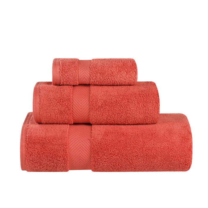 Cotton Zero Twist Solid 3 Piece Towel Set - Brick