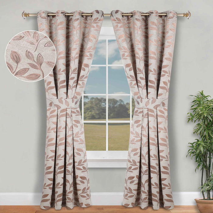 Leaves Machine Room Darkening Blackout Curtains, Set of 2