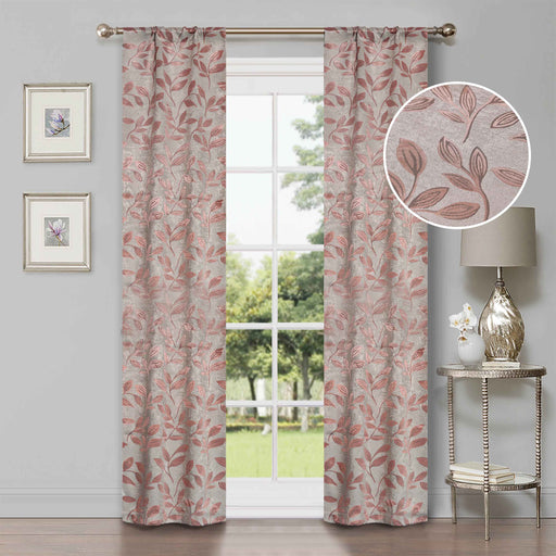 Leaves Room Darkening Blackout Curtain Panel Sets - Bronze