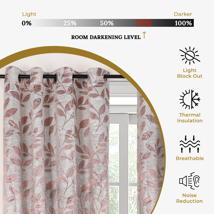 Leaves Room Darkening Blackout Curtain Panel Sets - Bronze