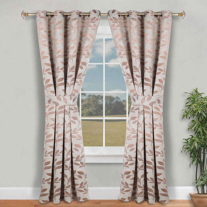 Leaves Machine Room Darkening Blackout Curtains, Set of 2