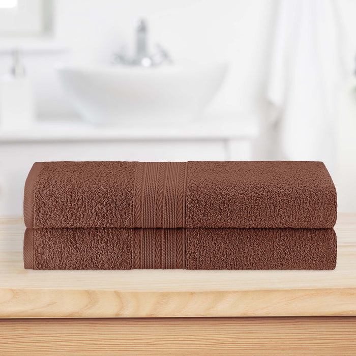 Cotton Eco Friendly 2 Piece Solid Bath Sheet Towel Set - Brown