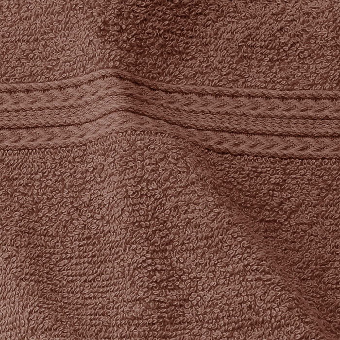 Cotton Eco Friendly 12 Piece Solid Face Towel Set - Brown