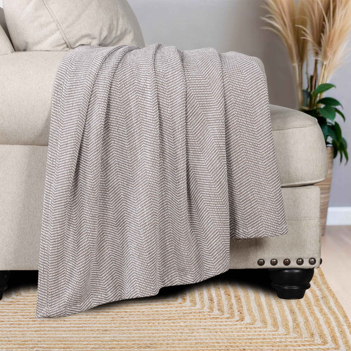 Maya Chenille Herringbone Medium Weight Cotton Blanket