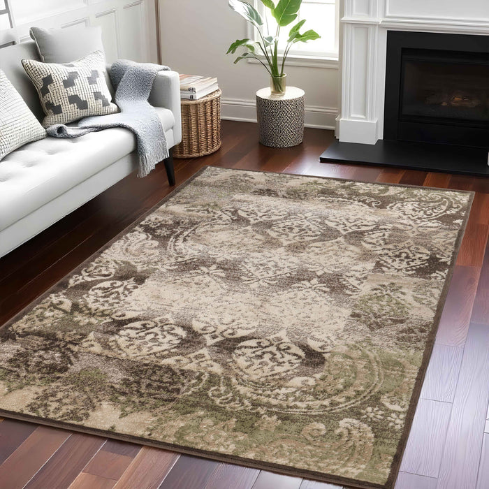 Mystique Modern Damask Indoor Area Rug - Brown