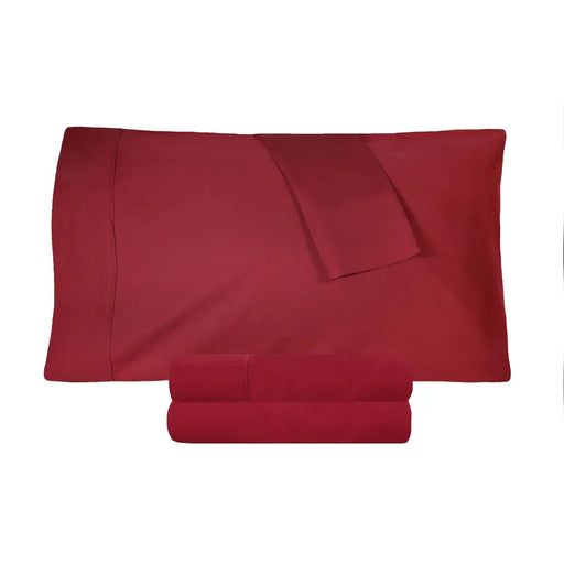 300 Thread Count Cotton Percale Solid Pillowcase Set - Burgundy