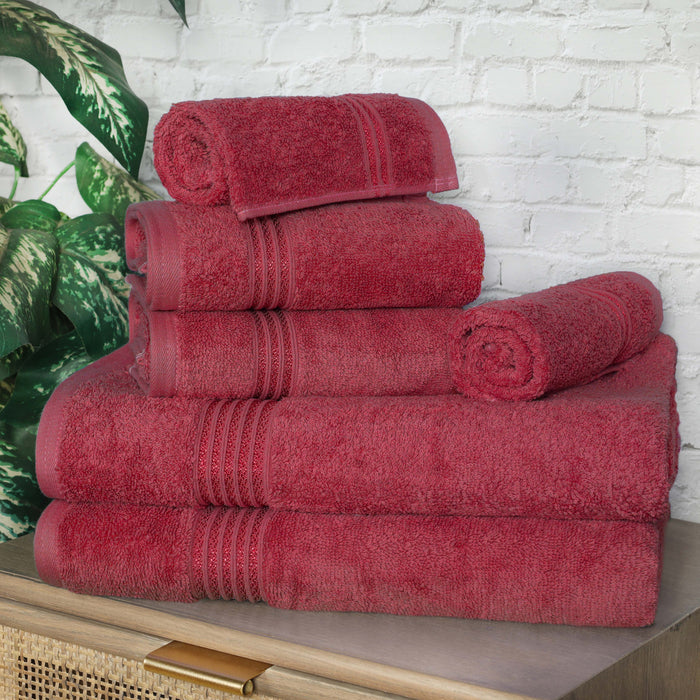 Heritage Egyptian Cotton 6 Piece Solid Towel Set - Burgundy