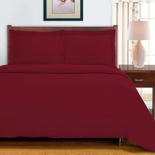 Egyptian Cotton 700 Thread Count Solid Duvet Cover and Pillow Sham Set - Burgundy
