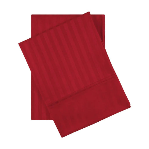 Egyptian Cotton 600 Thread Count 2 Piece Striped Pillowcase Set - Burgundy