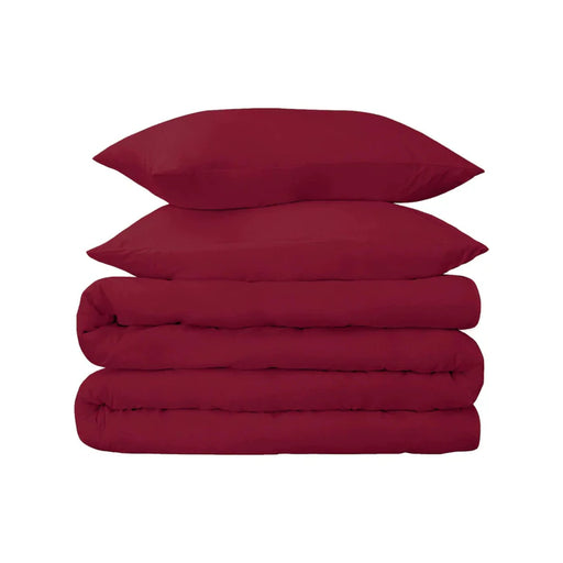 Egyptian Cotton 700 Thread Count Solid Duvet Cover and Pillow Sham Set - Burgundy