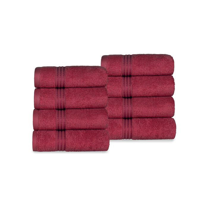 Egyptian Cotton 8 Piece Solid Hand Towel Set - Burgundy