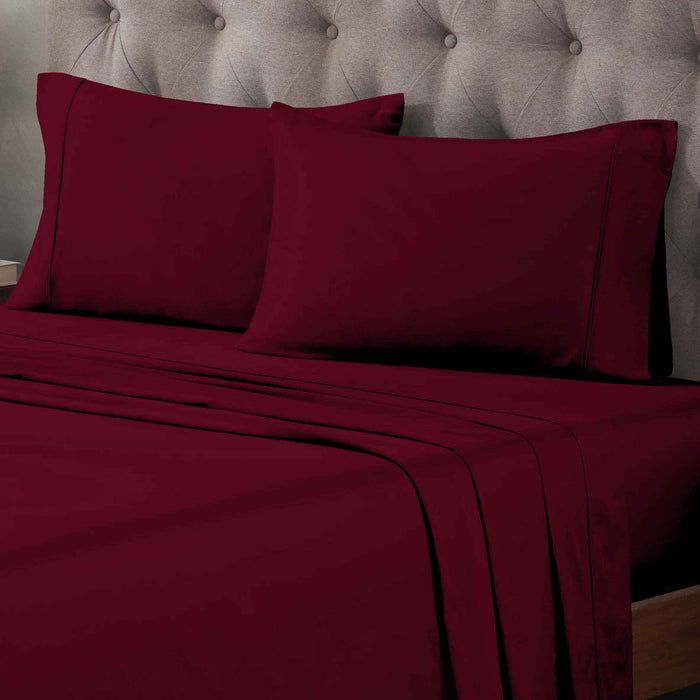 Egyptian Cotton 400 Thread Count Solid Deep Pocket Sheet Set - Burgundy