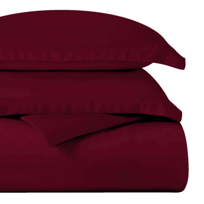 Egyptian Cotton 400 Thread Count Solid Duvet Cover Set - Burgundy