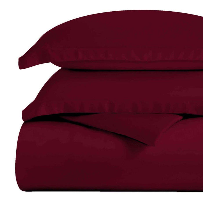 Egyptian Cotton 300 Thread Count Solid Duvet Cover Set - Burgundy