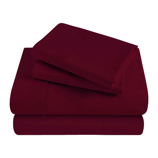 Egyptian Cotton 300 Thread Count Solid Deep Pocket Sheet Set - Burgundy