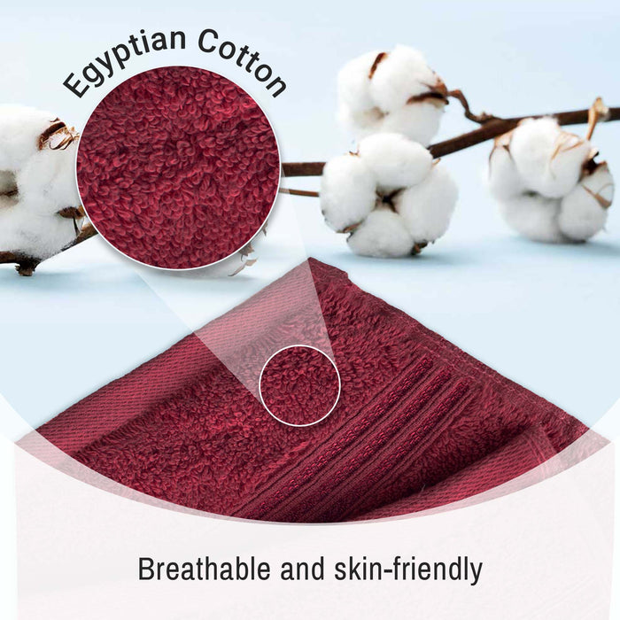 Egyptian Cotton 8 Piece Solid Hand Towel Set - Burgundy