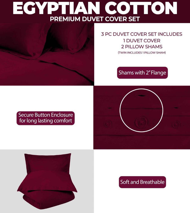 Egyptian Cotton 300 Thread Count Solid Duvet Cover Set