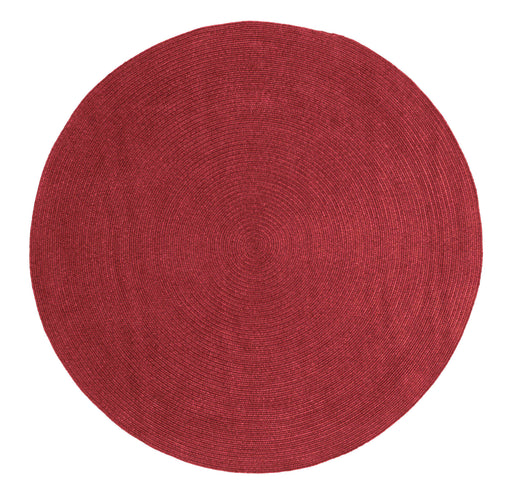 Bohemian Indoor Outdoor Rugs Solid Braided Round Area Rug - Burgundy
