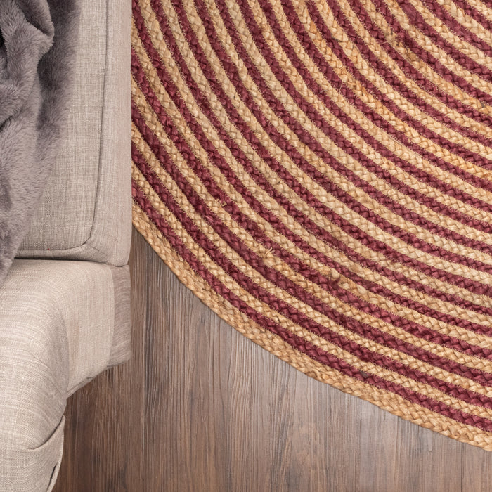 Braided Jute Reversible Handwoven Indoor Outdoor Area Rug - Burgundy