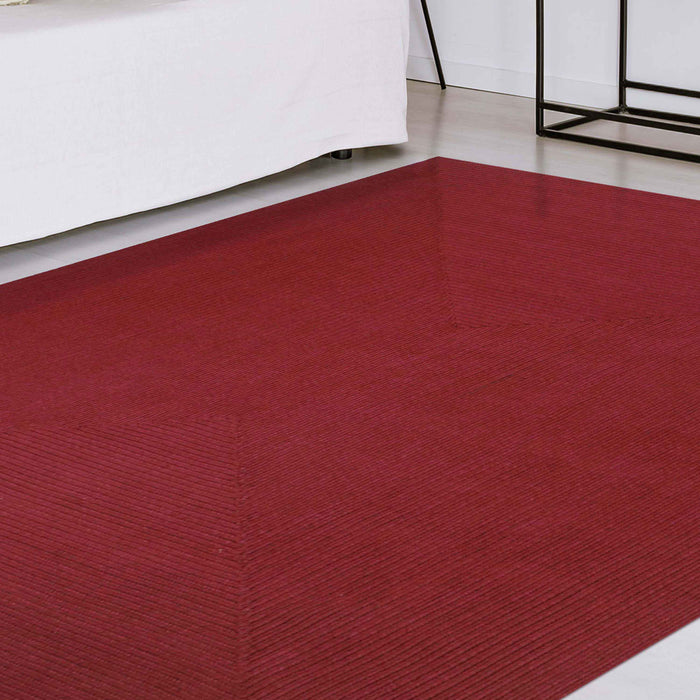 Bohemian Rectangle Indoor Outdoor Rugs Solid Braided Area Rug - Burgundy