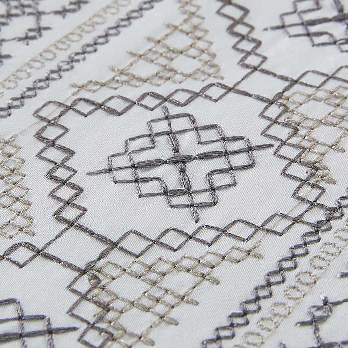 Burlington Cotton Embroidered Solid Duvet Cover Set - White