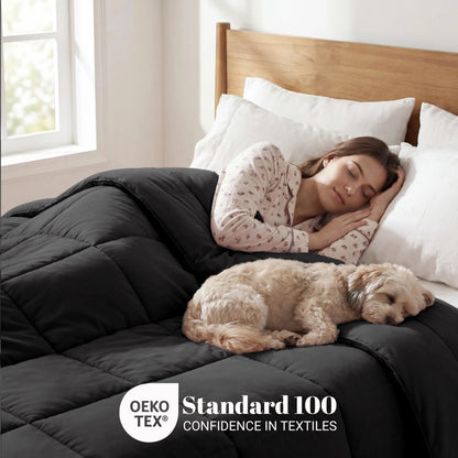 Brushed Microfiber Down Alternative Medium Weight Solid Comforter