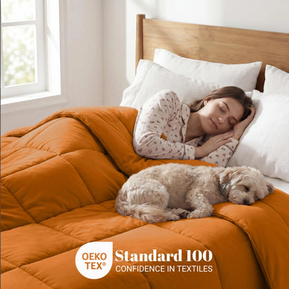 Brushed Microfiber Down Alternative Medium Weight Solid Comforter