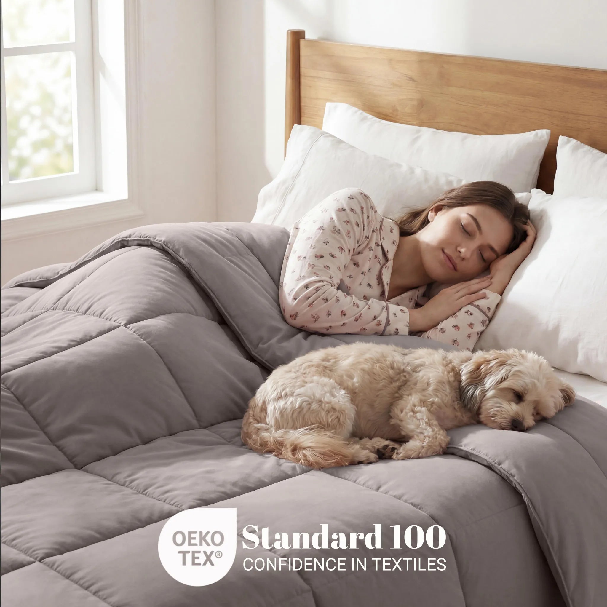 Brushed Microfiber Down Alternative Medium Weight Solid Comforter