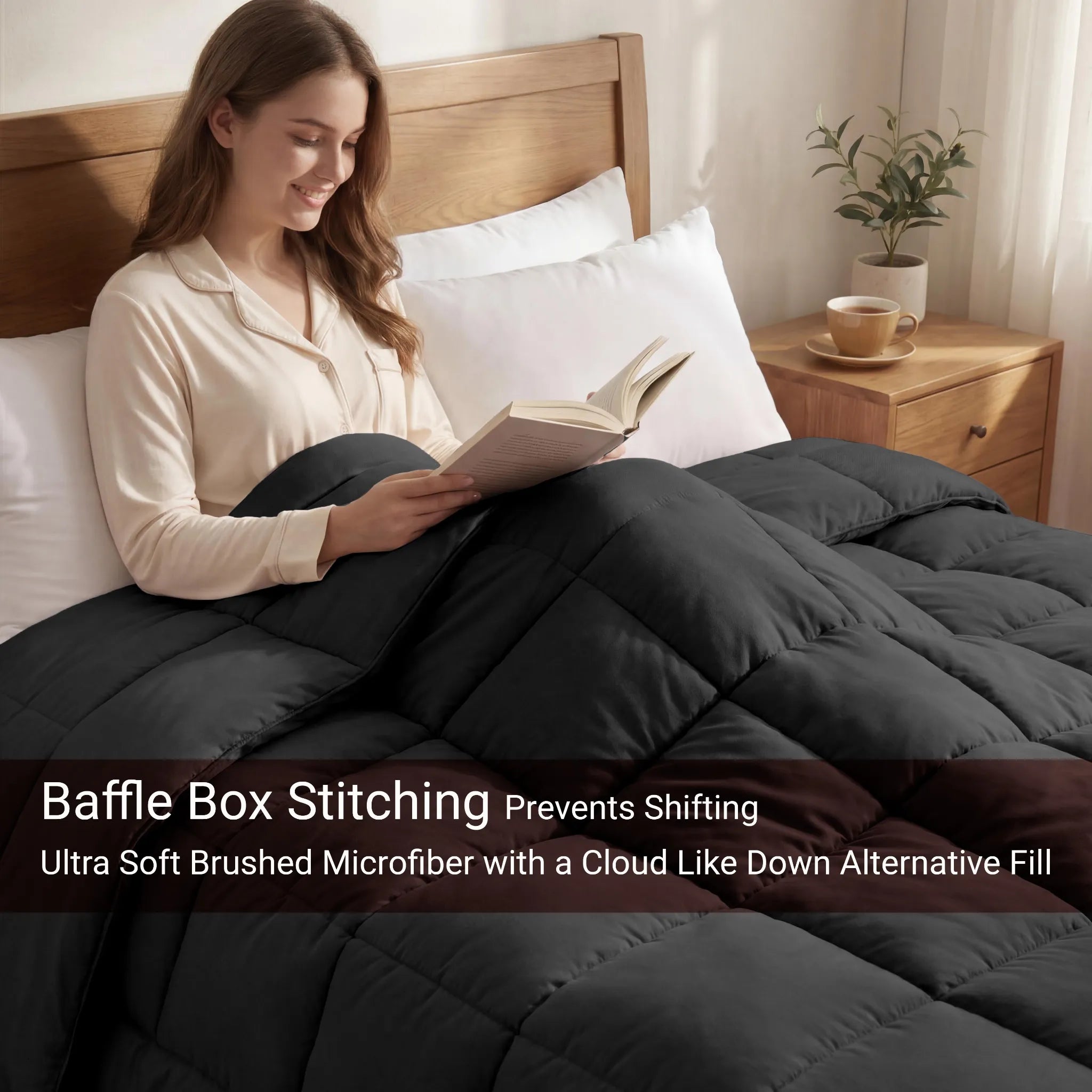 Brushed Microfiber Down Alternative Medium Weight Solid Comforter