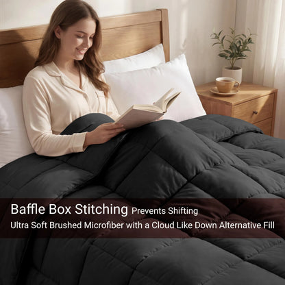 Brushed Microfiber Down Alternative Medium Weight Solid Comforter
