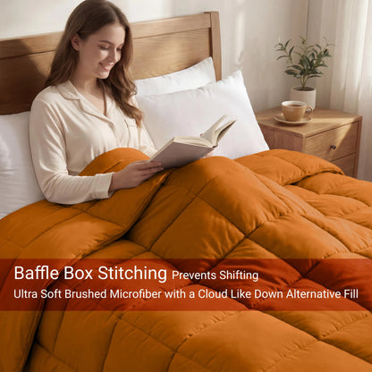 Brushed Microfiber Down Alternative Medium Weight Solid Comforter