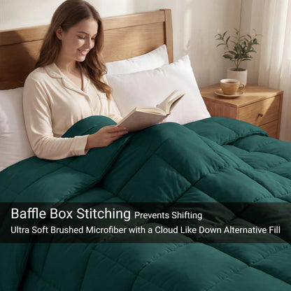 Brushed Microfiber Down Alternative Medium Weight Solid Comforter