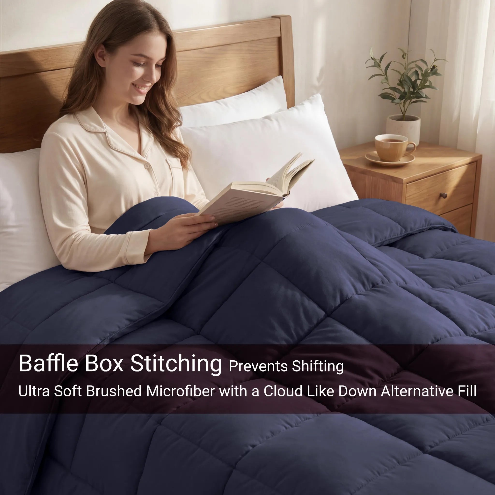 Brushed Microfiber Down Alternative Medium Weight Solid Comforter